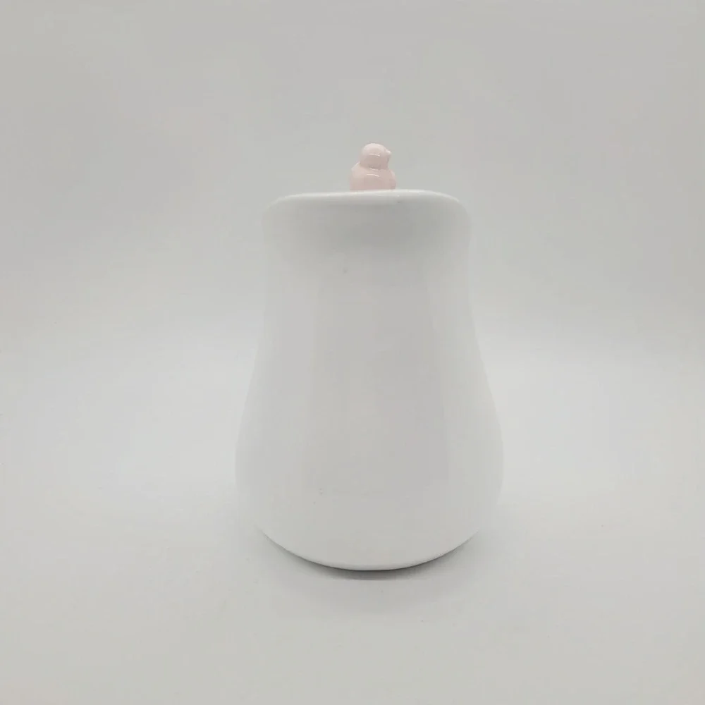 Cordon Bleu BIA White Ceramic Creamer Pitcher with Pink Bird Figurine Handle